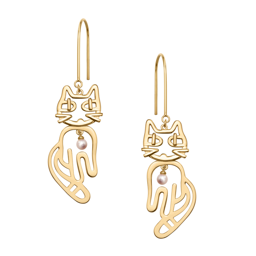 Hanging Cat Earrings